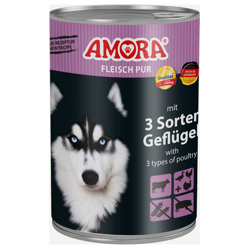 AMORA Fleisch Pur Adult 3 Sorten Geflügel 400 g