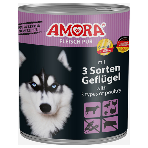 AMORA Fleisch Pur Adult 3 Sorten Geflügel 800 g