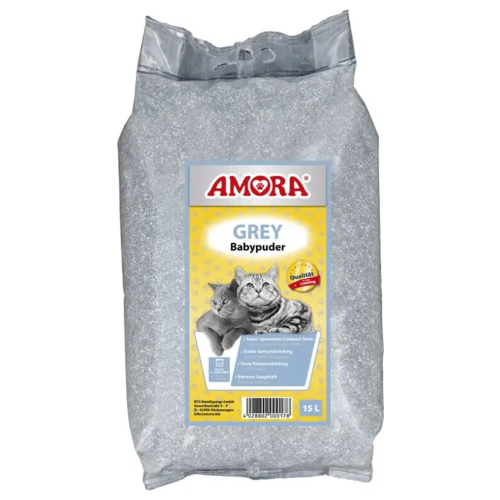 AMORA Katzenstreu Grey Compact Babypuder 14 kg