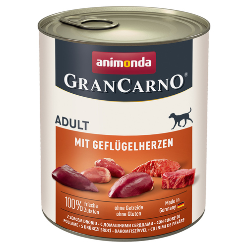 Animonda GranCarno Adult Geflügelherzen 800 g - 6 Stück