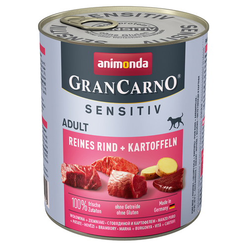 Animonda GranCarno Adult Sensitive reines Rind + Kartoffeln 800 g - 6 Stück