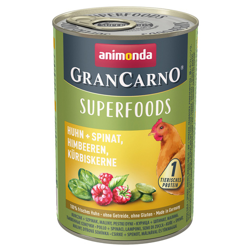 Animonda GranCarno Adult Superfood mit Huhn & Spinat 400 g - 6 Stück