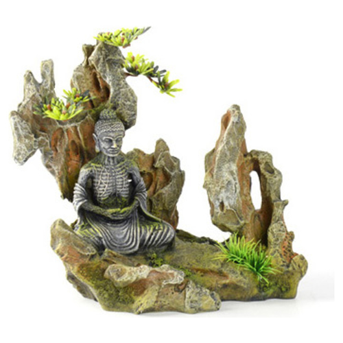 Aqua Della Aquariumdekoration Buddha auf einem Felsen