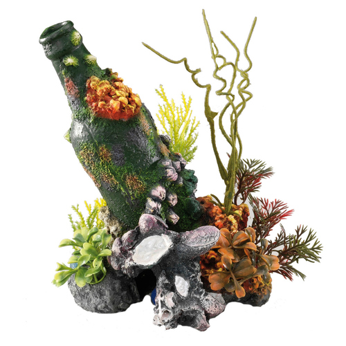 Aqua Della Aquariumdekoration Flasche mit Korallen