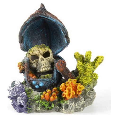 Aqua Della Aquariumdekoration Totenkopf mit Korallen