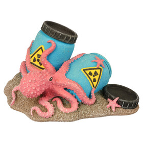 Aqua Della Aquariumdekoration radioaktive F&auml;sser mit Oktopus leuchtend