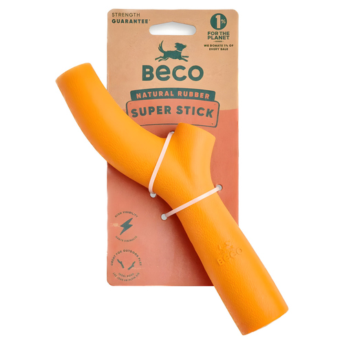Beco Hundespielzeug Natural Rubber Super Stick orange