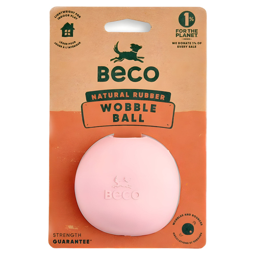 Beco Hundespielzeug Natural Rubber Wobble Ball rosa