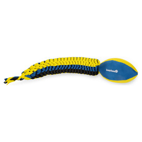 Abbildung Beeztees Fetch Nylon Rugbyball geknotet blau-gelb