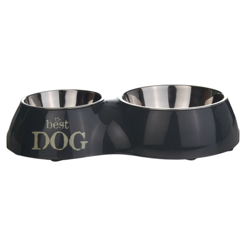 Beeztees Hunde Doppelnapf Best Dog grau, Fassungsvermögen: 1050 ml