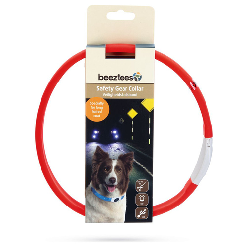 weitere Abbildung Beeztees Hundehalsband Safety Gear Glowy USB, breit rot