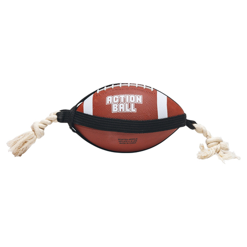Beeztees Hundespielzeug Action Rugbyball mit Seil braun