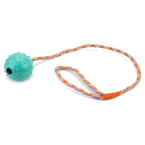 Beeztees Hundespielzeug Ball mit Glocke + Kordel massiv mint