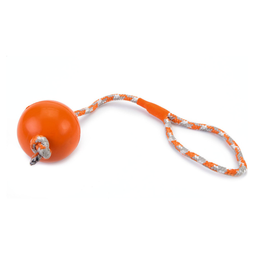 Beeztees Hundespielzeug Ball mit Kordel massiv orange