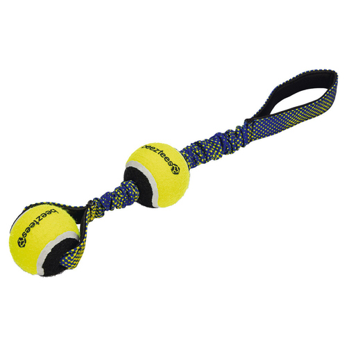 Beeztees Hundespielzeug Fetch Tennisball mit Schlaufe Miko blau/gelb