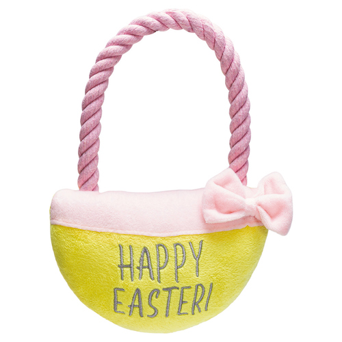 Beeztees Hundespielzeug Osterkorb aus Plüsch Happy gelb