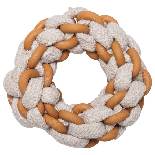 weitere Abbildung Beeztees Hundespielzeug Puppy Dental Seilring Mik aus TPR/Baumwolle beige/braun