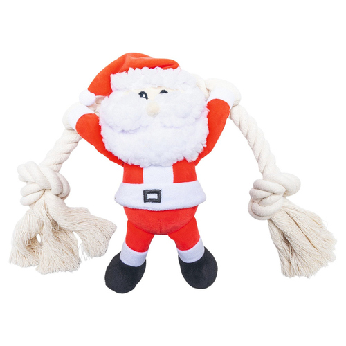 Beeztees Hundespielzeug Santa mit Seil aus Plüsch