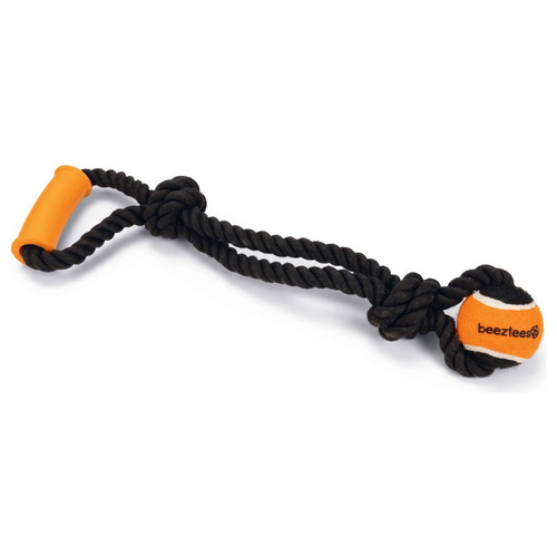 Beeztees Hundespielzeug Ya T-Puller + Tennisball Baumwolle schwarz