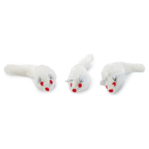 Beeztees Katzenspielzeug Maus weiß - 3 Stück