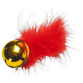 Beeztees Katzenspielzeug Weihnachtsglocke mit Feder rot