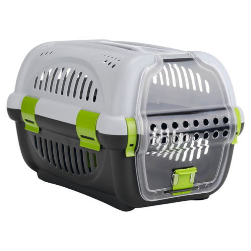 Beeztees Transportbox Rhino grau/grün für Katzen