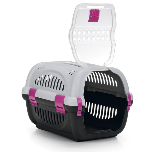 weitere Abbildung Beeztees Transportbox Rhino grau/rosa fr Hunde