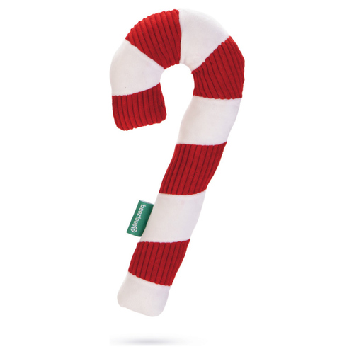 Beeztees Weihnachtsspielzeug für Hunde aus Plüsch Zuckerstange weiß-rot