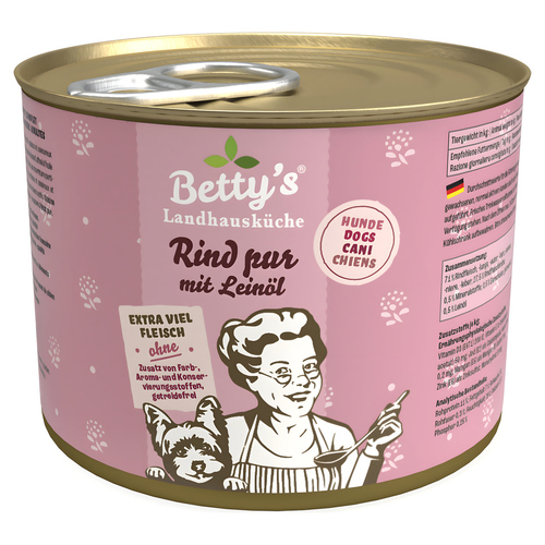Bettys Landhausküche Rind pur mit Leinöl 200 g - 6 Stück