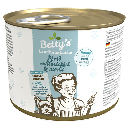 Bettys Landhausküche Sensitiv Pferd mit Kartoffel & Distelöl 200 g - 6 Stück