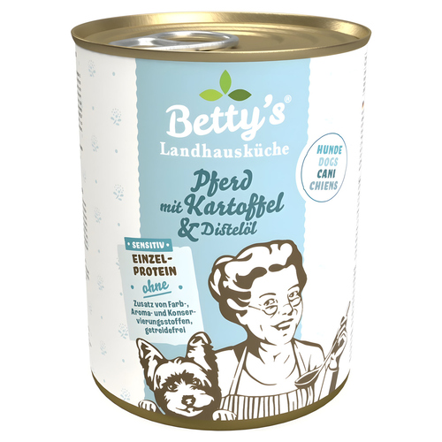 Bettys Landhausküche Sensitiv Pferd mit Kartoffel & Distelöl 400 g - 6 Stück