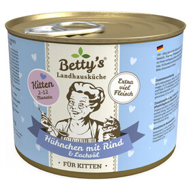 Abbildung Bettys Landhauskche fr Kitten Hhnchen mit Rind & Lachsl 200 g