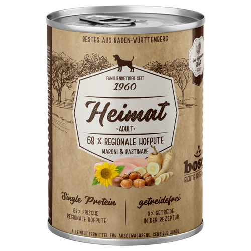 Bosch Heimat Adult mit regionaler Hofpute, Maroni & Pastinake 400 g - 12 Stück