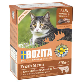 Abbildung Bozita Sterilised Hppchen in Gelee mit Huhn & Rind 370 g - 6 Stck
