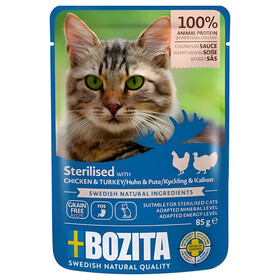 Abbildung Bozita Sterilised Hppchen in Sauce mit Huhn & Pute 85 g - 12 Stck