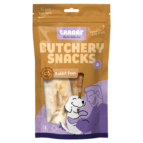 Braaaf Hundesnack Butchery Kaninchenpfoten 100 g