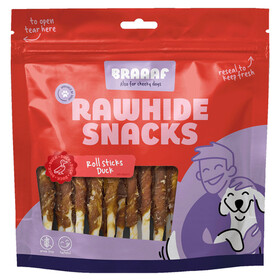Braaaf Hundesnack Rawhide Roll Sticks Ente - 30 St&uuml;ck