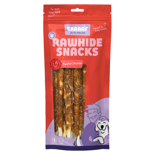 Braaaf Hundesnack Rawhide Twister Huhn 240 g