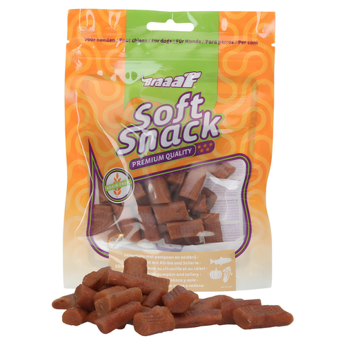 Braaaf Hundesnack Soft Snack mit Lachstäbchen Kürbis und Sellerie 85 g