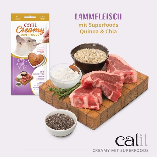 weitere Abbildung Catit Creamy Superfoods mit Lamm, Quinoa & Chia 4 x 10 g