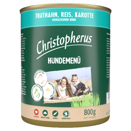Christopherus Menue Adult mit Truthahn, Reis, Karotte 800 g - 6 Stück