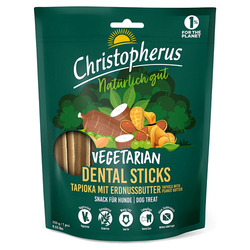 Christopherus Vegetarian Dental Sticks Tapioka mit Erdnussbutter 250 g
