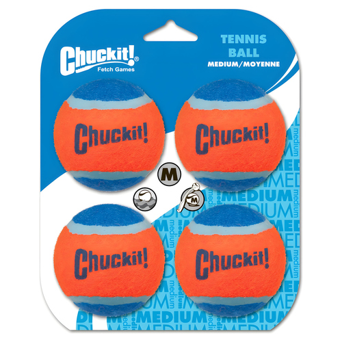 Chuckit! Hundespielzeug Tennis Ball - 4er Pack, Größe: M