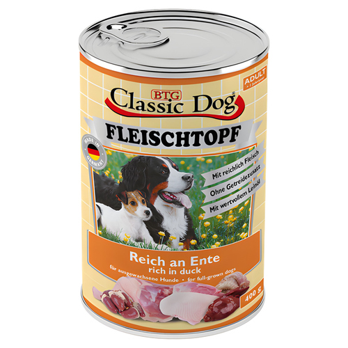 Classic Dog Adult Fleischtopf Pur Reich an Ente 400 g - 6 Stück