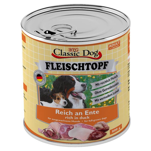 Classic Dog Adult Fleischtopf Pur Reich an Ente 800 g - 6 Stück