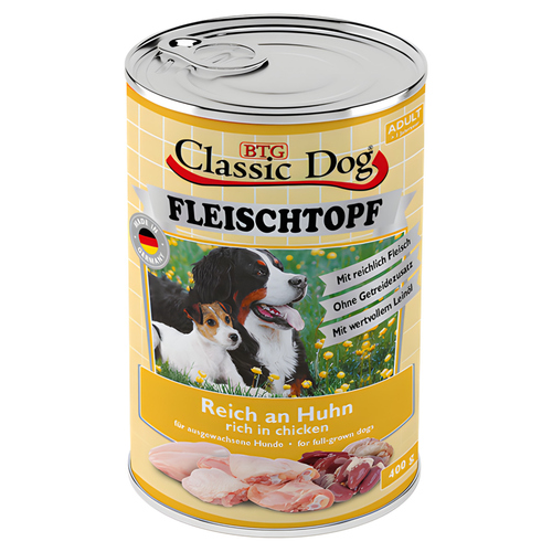 Classic Dog Adult Fleischtopf Pur Reich an Huhn 400 g - 6 Stück