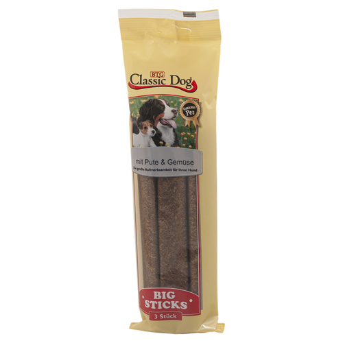 Classic Dog Big Sticks Pute & Gemüse 3er Pack - 16 Stück