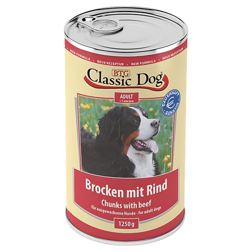 Classic Dog Brocken mit Rind 1250 g - 6 Stück