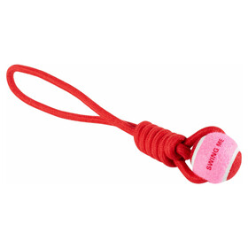 Abbildung Coockoo Hundespielzeug Ball mit Seilschlaufe Swing Me rot/rosa