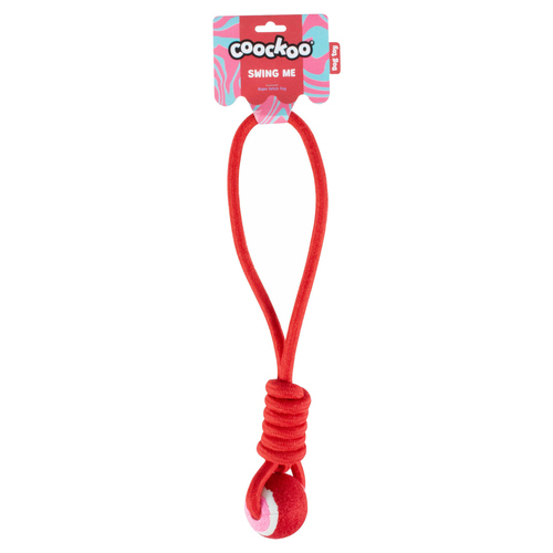 weitere Abbildung Coockoo Hundespielzeug Ball mit Seilschlaufe Swing Me rot/rosa